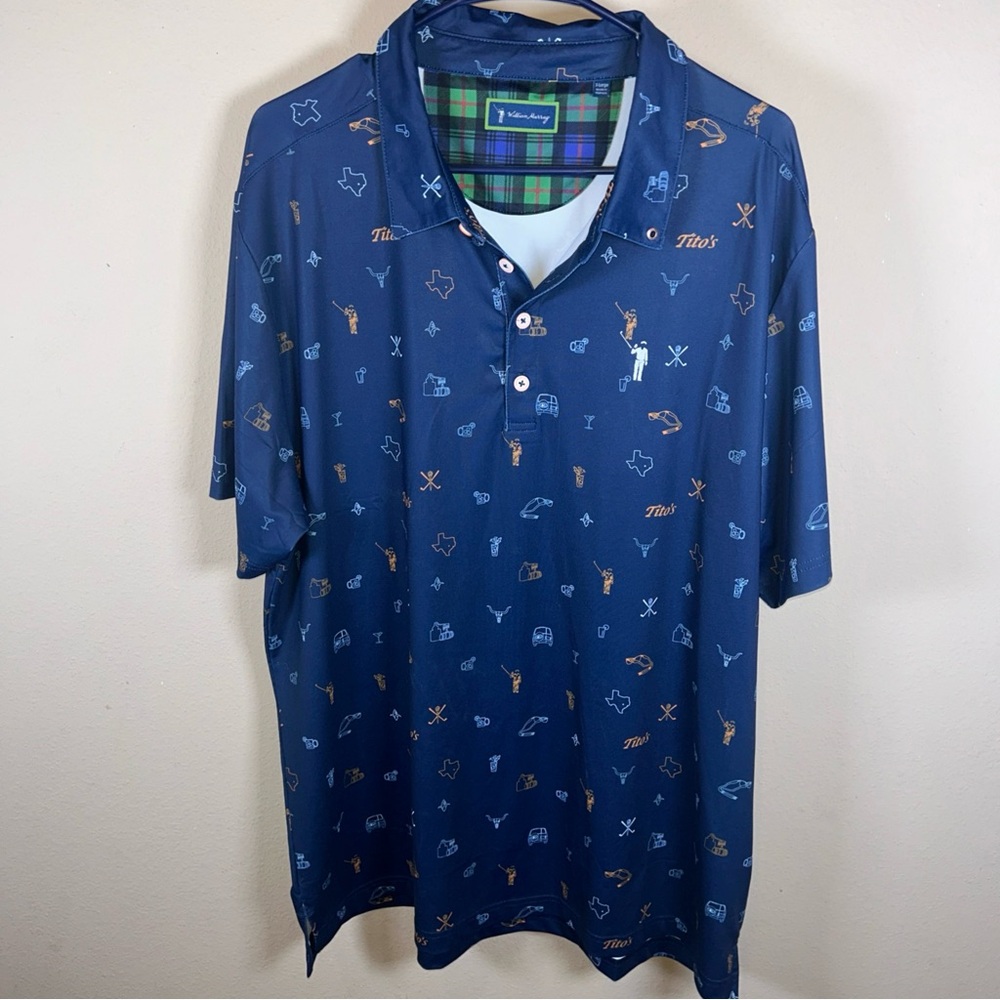 William Murray Golf Tito's Handmade Vodka Texas Print Polo Shirt XLarge